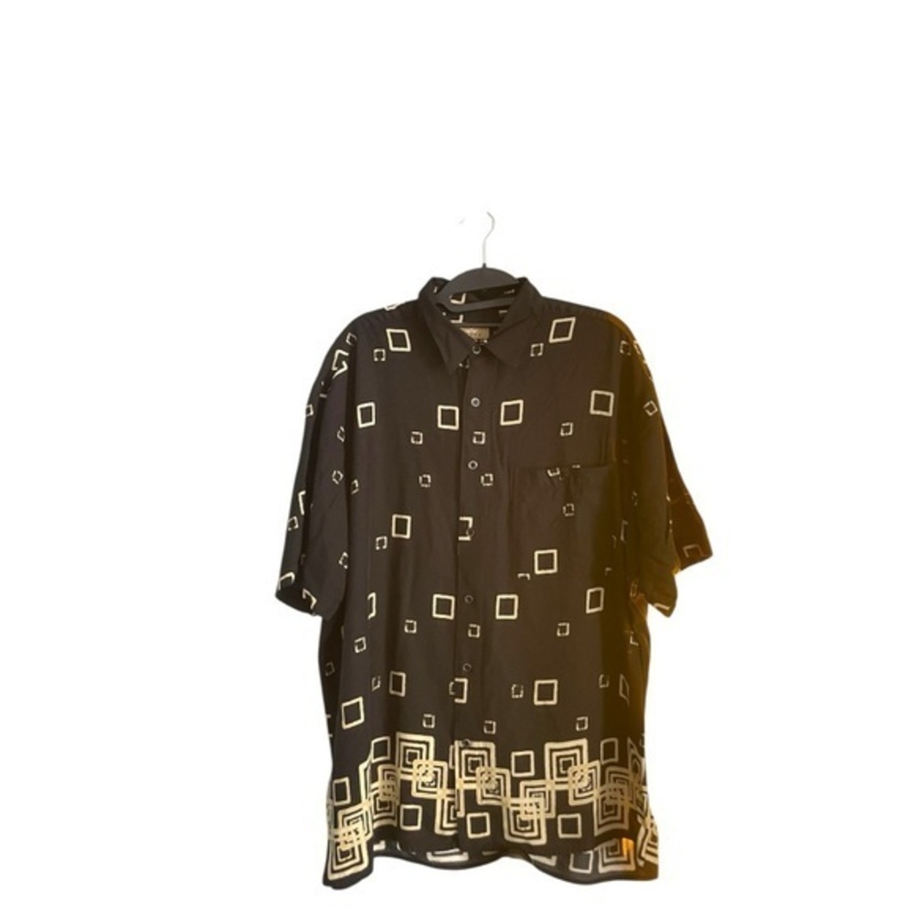 Casual Black Geometric Button Down Shirt
